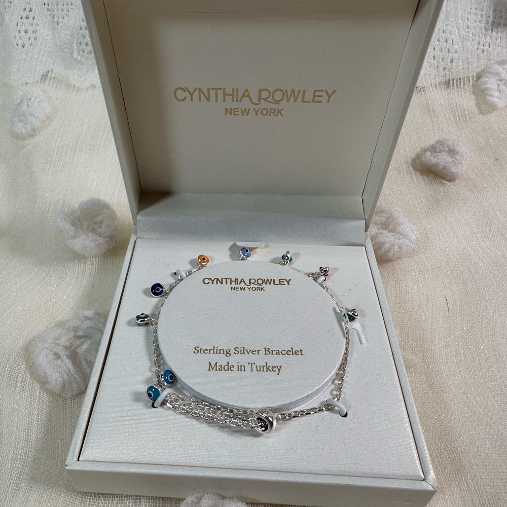NWT Cynthia Rowley Evil Eye Adjustable Sterling Silver Bracelet - Picture 5 of 5